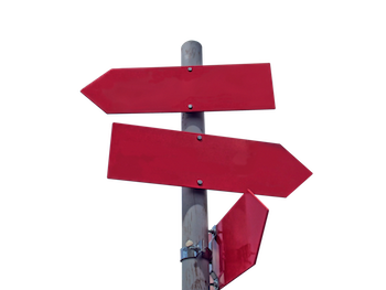 A signpost with three red arrow signs with no text pointing in different directions, representing the unattractive options or alternatives of sellers.